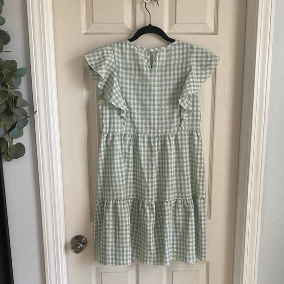 SHEINGreen Checkered Ruffle Mini Dress - Picture 2 of 2